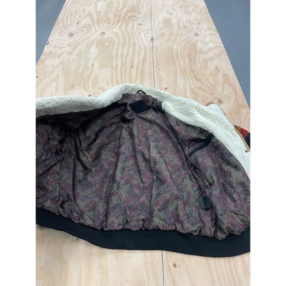 Vintage Suede Sherpa Jacket Coat Southwestern Pattern Mens Size Large WIB - Picture 6 of 11